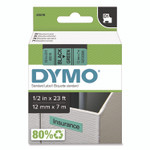 DYMO D1 High-Performance Polyester Removable Label Tape, 0.5" x 23 ft, Black on Green View Product Image