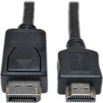 Tripp Lite series DisplayPort to HD Cable Adapter - 6 ft DisplayPort/HDMI A/V Cable for Audio/Video Device, Monitor, TV - First End: 1 x 20-pin DisplayPort Digital Audio/Video - Male - Second End: 1 x 19-pin HDMI Type A Digital Audio/Video - Male Product Image 
