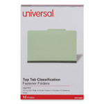 Universal Six-Section Pressboard Classification Folders, 2" Expansion, 2 Dividers, 6 Fasteners, Legal Size, Green Exterior, 10/Box (UNV10281) View Product Image