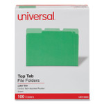 Universal Deluxe Colored Top Tab File Folders, 1/3-Cut Tabs: Assorted, Letter Size, Green/Light Green, 100/Box (UNV10502) View Product Image