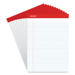 Universal Perforated Ruled Writing Pads, Wide/Legal Rule, Red Headband, 50 White 8.5 x 11.75 Sheets, Dozen (UNV20630) View Product Image