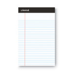 Universal Premium Ruled Writing Pads with Heavy-Duty Back, Narrow Rule, Black Headband, 50 White 5 x 8 Sheets, 6/Pack (UNV56300) View Product Image