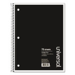 Universal Wirebound Notebook, 1-Subject, Medium/College Rule, Black Cover, (70) 10.5 x 8 Sheets View Product Image