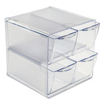 deflecto Stackable Cube Organizer, 4 Compartments, 4 Drawers, Plastic, 6 x 7.2 x 6, Clear (DEF350301) View Product Image