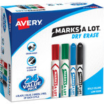 Avery Marks A Lot Desk & Pen-Style Dry Erase Markers - Chisel Marker Point - Erasable - Black, Blue, Green, Red Ink - Assorted Barrel Product Image 