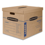 Bankers Box SmoothMove Classic Moving/Storage Boxes, Half Slotted Container (HSC), Large, 17" x 21" x 17", Brown/Blue, 5/Carton View Product Image