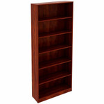 Lorell Laminate Bookcases - 36" Width x 12" Depth x 84" Height - 6 x Shelf(ves) - Sturdy, Laminated, Adjustable Shelf, Adjustable Feet, Square Edge - Cherry - Medium Density Fiberboard (MDF), Thermofused Laminate (TFL) Product Image 