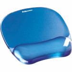 Fellowes Crystals Gel Mousepad/Wrist Rest - 0.75" Height x 7.88" Width x 9.19" Depth - Blue - Gel, Rubber - Stain Resistant, Skid Proof Product Image 