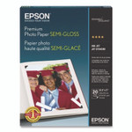 Epson Premium Photo Paper, 10.4 mil, 8.5 x 11, Semi-Gloss White, 20/Pack View Product Image