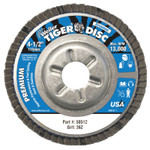 Weiler Tiger Disc Angled Style Flap Discs  4 1/2 In  36 Grit  7/8 Arbor  Aluminum Back (804-50512) Product Image 