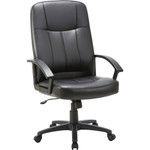 Lorell Chadwick Series Executive High-Back Chair - Black Seat Color - Leather Seat Material - Black Frame Color - 5-star Base - Black Product Image 