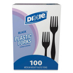 Dixie Plastic Cutlery, Heavy Mediumweight Forks, Black, 100/Box (DXEFM507) Product Image 