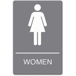 Headline Signs ADA WOMEN Restroom Sign - Print/Message "Women" - 6" Width x 9" Depth - Double Sided - Adhesive, Braille - Plastic Product Image 