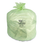 Heritage BioTuf Trash Bag - 30 gal Capacity - 28" Width x 45" Depth x 1 mil (25 Micron) Thickness - Green - Bioplast - Can, Food Waste, Industrial, Commercial Product Image 