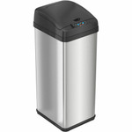 HLS Commercial 13-Gallon Sensor Trash Can - Hinged Lid - 13 gal Capacity - Rectangular - Touchless - Vented, Mobility, Handle, Easy to Clean, Fingerprint Resistant, Sensor, Smudge Resistant, Bacteria Resistant Product Image 