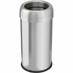 HLS Commercial Stainless Steel Open Top Trash Can - 16 gal Capacity - Round - Manual - Heavy Duty, Fingerprint Resistant, Bacteria Resistant, Vented, Handle, Easy to Clean - 28.3" Height x 14.3" Width Product Image 