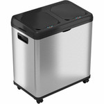 HLS Commercial 16-Gallon Combo Sensor Trash Can - Multi-compartment - 16 gal Capacity - Rectangular - Touchless - Sensor, Wheels, Durable, Handle, Fingerprint Resistant, Smudge Resistant, Easy to Clean, Mobility Product Image 