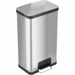 HLS Commercial AirStep Stainless Steel Step Trash Can - Deodorizer - 4.76 gal Capacity - Foot Pedal, Smudge Resistant, Easy to Clean, Vented, Handle, Fingerprint Proof, Durable - 28.4" Height x 16.5" Width x 11.2" Depth - Brushed Stainless Steel Product Image 