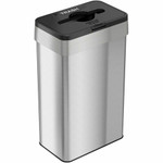 HLS Commercial 21-Gallon Rectangular Open Trash Can - Push Button Opening - 21 gal Capacity - Rectangular - Fingerprint Proof, Smudge Resistant, Easy to Clean - 34" Height x 10.3" Width x 16" Depth Product Image 
