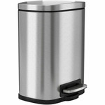 HLS Commercial Fire-Rated Soft Step Trash Can - 1.32 gal Capacity - Pedal Control, Handle, Durable, Smooth, Lid Closure, Fingerprint Proof, Fire Retardant, Removable Inner Bin - 11.8" Height x 8.5" Width x 7.3" Depth - Stainless Steel - Silver Product Image 
