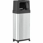 HLS Commercial Dual Push Door Odor Control Trash Can - Push Door Opening - 24 gal Capacity - Rectangular - Rolling - Wheels, Fingerprint Proof, Smudge Resistant, Mobility Product Image 
