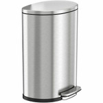 HLS Commercial Fire-Rated Soft Step Trash Can - 13.20 gal Capacity - Pedal Control, Handle, Durable, Smooth, Lid Closure, Fingerprint Proof, Fire Retardant, Removable Inner Bin - 26" Height x 18.5" Width x 12.5" Depth - Stainless Steel - Silver Product Image 