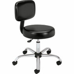 HON Sitting Stool - Black Seat Color - Vinyl Seat Material - Black Back Color - Fabric Back Material - Black Frame Color Product Image 
