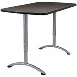 Iceberg Walnut Top Sit-to-Stand Table - Thermofused Melamine (TFM) Rectangle Top - Arch Base - 2 Legs - Height Adjustable - 36" to 42" Adjustment Product Image 