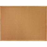 Lorell Bulletin Board - 36" Board Height x 48" Board Width - Cork Surface - Long Lasting, Warp Resistant - Brown Oak Frame Product Image 