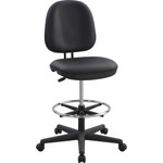 Lorell Contoured Back Stool - Vinyl, Plastic Seat Material - Vinyl, Plastic Back Material - 5-star Base - Black Product Image 