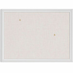U Brands Linen Bulletin Board - 17" Board Height x 23" Board Width - Tan Cork Surface - Self-healing, Durable, Mounting System - White Wood Frame Product Image 