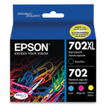 Epson T702XL-BCS (702XL) DURABrite Ultra High-Yield Ink, 950/1,100 Page-Yield, Black/Cyan/Magenta/Yellow View Product Image