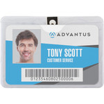 Advantus Horizontal Badge Holder with Clip - 4" Width x 3" Length - Vinyl - Clear Product Image 