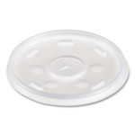 Dart Plastic Lids for Foam Cups, Bowls and Containers, Flat with Straw Slot, Fits 6-14 oz, Translucent, 100/Pack, 10 Packs/Carton (DCC12SL) View Product Image