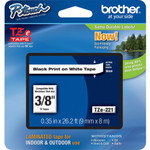 Brother TZe Laminated Tape Cartridge - x 3/8" Width - Roll - Rectangle - White - Polyethylene Terephthalate (PET), Polyester Film - (BRTTZE221) Product Image 