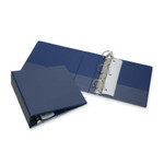 AbilityOne -  Binder, Slant D Ring, Clear Overlay, Pockets, Blue, 3" Capacity, Letter Size - (7510-01-368-3487) (7510013683487) Product Image 