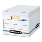 Bankers Box STOR/FILE Basic-Duty Storage Boxes, Letter/Legal Files, 12.5" x 16.25" x 10.5", White/Blue, 4/Carton (FEL0070308) View Product Image