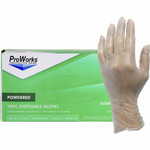 ProWorks Vinyl Powdered Industrial Gloves - 3 mil Thickness x 9" Glove Length - X-Large Size - Vinyl - Clear - Powdered, Non-sterile Product Image 