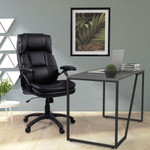 Lorell Leather Hi-Back Chair, 27"x32"x44-1/2", BK (LLR59535) Product Image 