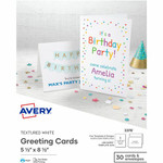 Avery Half-Fold Greeting Cards, Textured, Uncoated, 5-1/2" x 8-1/2" , 30 Cards (3378) - 5 1/2" x 8 1/2" - Textured - Uncoated, Heavyweight - White - 30/Pack Product Image 