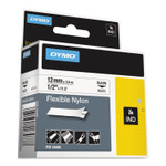 DYMO Rhino Flexible Nylon Industrial Label Tape, 0.5" x 11.5 ft, White/Black Print View Product Image