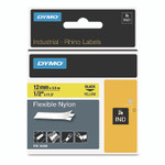 DYMO Rhino Flexible Nylon Industrial Label Tape, 0.5" x 11.5 ft, Yellow/Black Print View Product Image