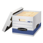 Bankers Box STOR/FILE Medium-Duty Letter/Legal Storage Boxes, Letter/Legal Files, 12.75" x 16.5" x 10.5", White/Blue, 4/Carton (FEL0078907) View Product Image