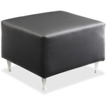 Lorell Fuze Modular Series Lounge Bench - Four-legged Base - Black - Leather, Aluminum Product Image 