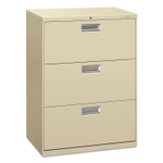 HON Brigade 600 Series Lateral File, 3 Legal/Letter-Size File Drawers, Putty, 30" x 18" x 39.13" View Product Image