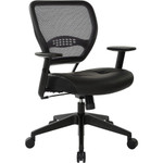 Office Star Professional Dark Air Grid Back Managers Chair - Leather Seat Material - 5-star Base - Black Product Image 