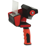 Sparco Handheld Tape Dispenser - 3" Core - Refillable - Ergonomic Design, Adjustable Tension Mechanism, Durable - Red, Black Product Image 