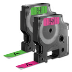 DYMO D1 High-Performance Polyester Perm Label Tape, 0.5" x 10 ft, Black on Neon, 2/Pack View Product Image