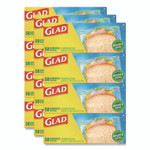 Glad Zipper Food Storage Plastic Sandwich Bags, 6.63 x 5.88, Clear, 50 Bags/Box, 12 Boxes/Carton Product Image 