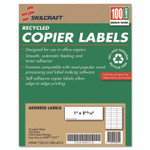 AbilityOne 7530010864518, SKILCRAFT Recycled Copier Labels, Copiers, 1 x 2.81, White, 33/Sheet, 100 Sheets/Box Product Image 